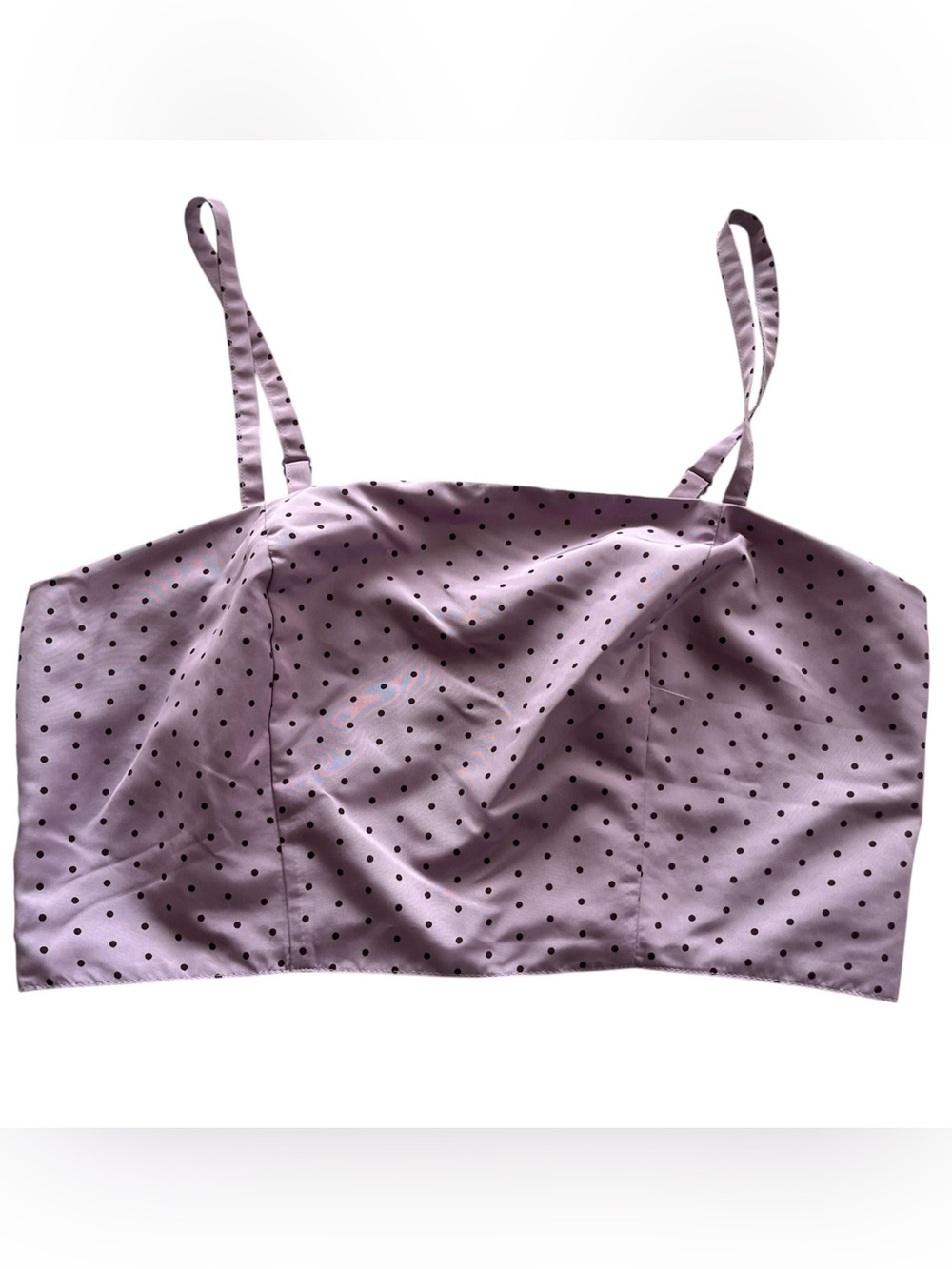 Old Navy The Occasion Lavender Purple Polka Dot Taffeta Crop Tank Top Large NWT